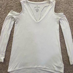 Soft & Sexy Ribbed White Cold-shoulder